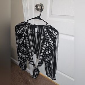 SHEIN Black and White Vertical Stripe Top